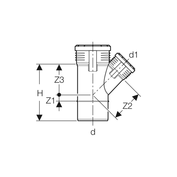 GEBERIT Silent-PP račva 45° 50/40-2